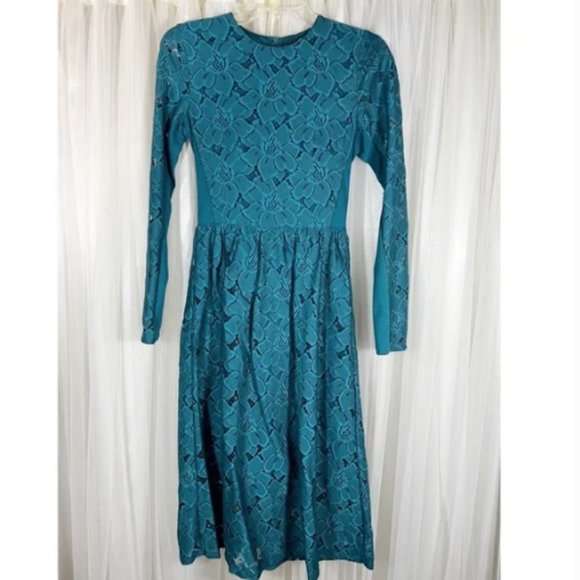 H&M Teal Lace Midi Dress NWT - Picture 2 of 5